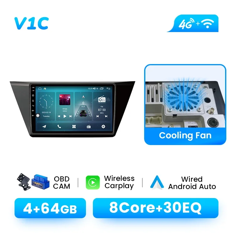 Draadloze Carplay Android 14 Autoradio Speler Voor VW Volkswagen Touran 2016-2018 8 Core Multimedia GPS Navi DSP 4G Wifi IPS