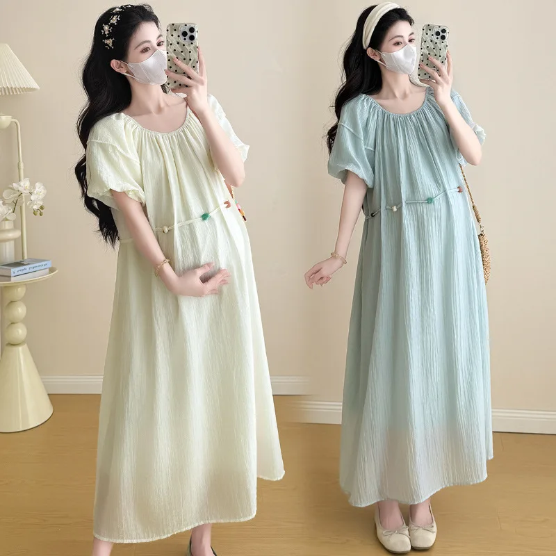 2025 출산 드레스 여름 단순 느슨한 슬리밍 프랑스어 다목적 출산 드레스