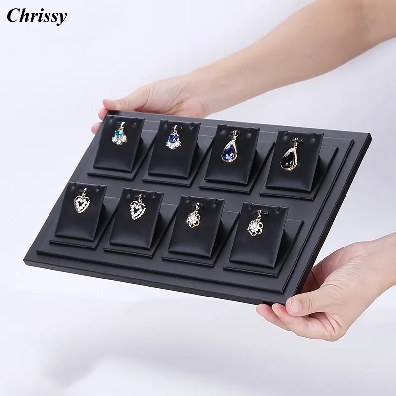 

Brushed Black PU Necklace Jewelry Organizer Jewellery Display Ring Tray Earring Holder Various Models For Option Wholesale