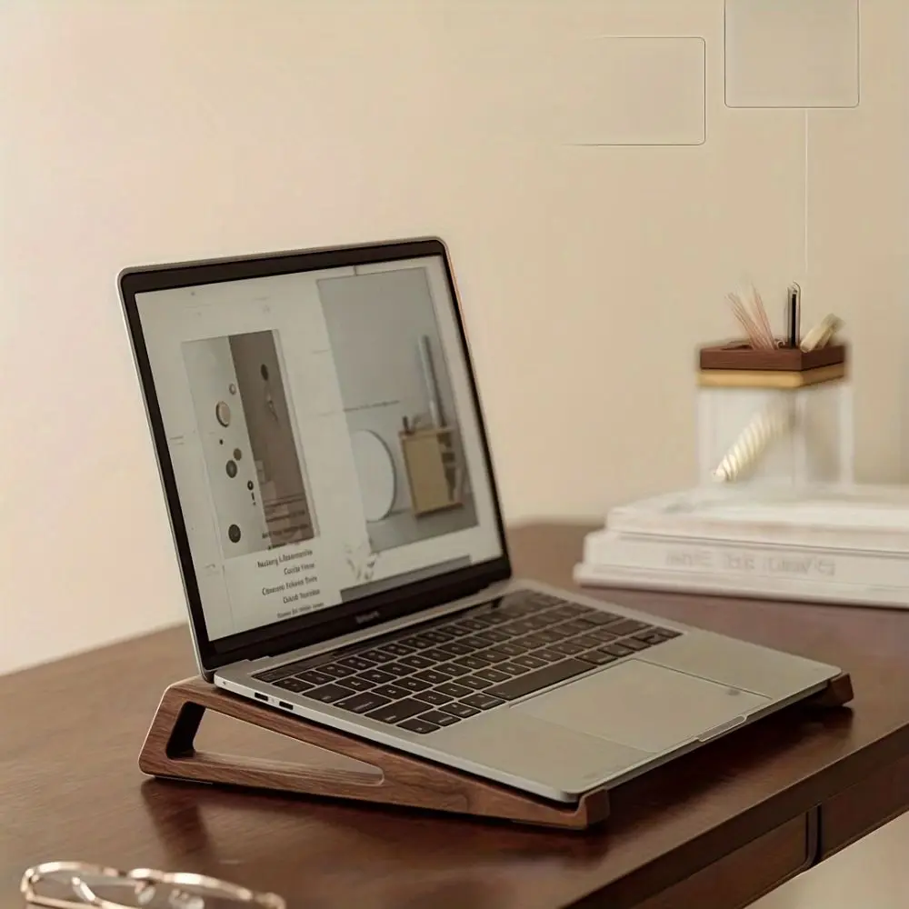 New Wooden Laptop Stand Ergonomic Ventilated Tablet Stand Portable 12° Adjustable Angle Laptop Bracket for 10-17inch