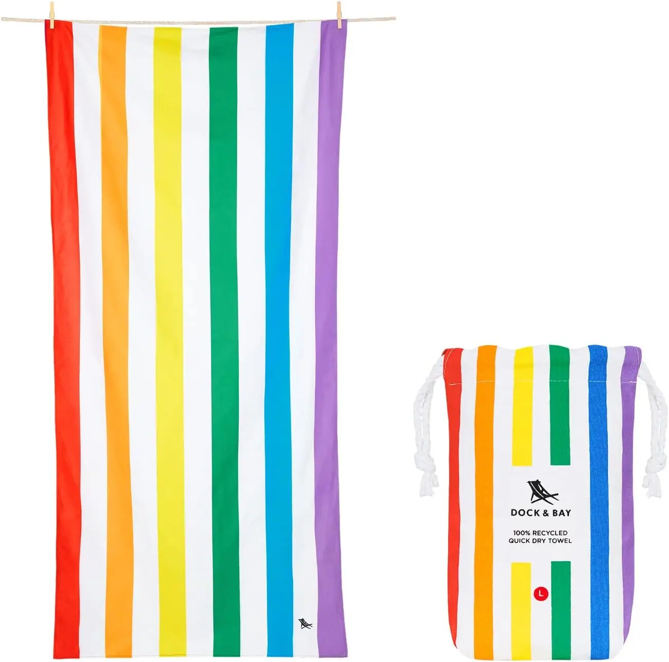 

Beach Towel - Qui Dry, Sand Free - Compact, Lightweight - 100% - Ludes Bag - Summer - Rainbow Skies - Extra Large (200X90Cm,