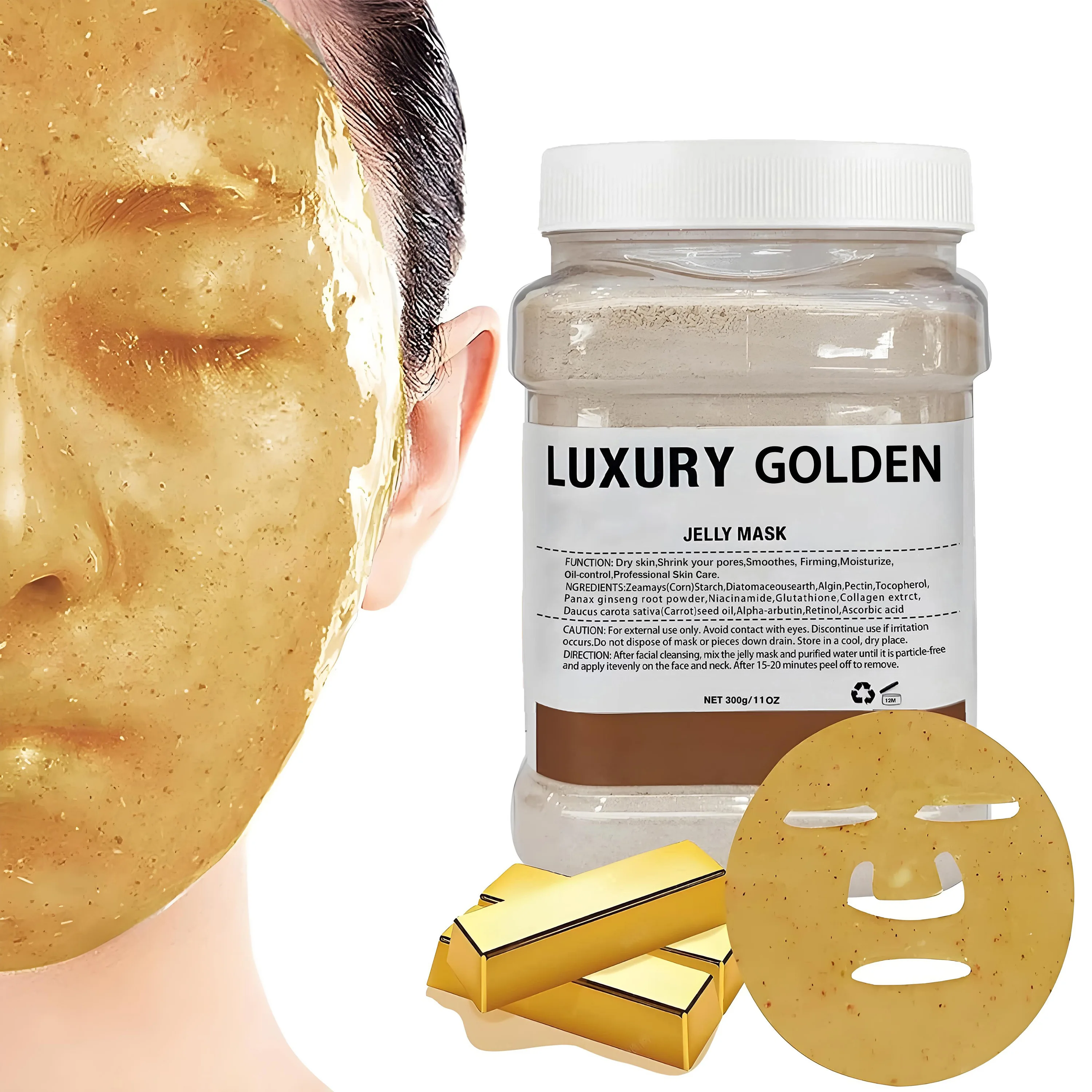 

Желейная маска для лица, увлажняющая резиновая гелевая маска, глубокое увлажнение, банка на 11 унций, подходит для всех типов кожи, с роскошным эффектом.