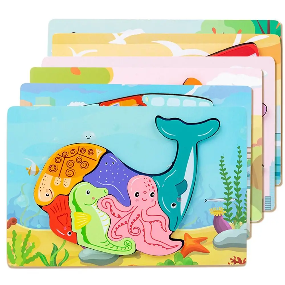 

Jigsaw Game Preschool Learning Boat Cartoon Animal Puzzles Board Intelligence Game Puzzle 3D Puzzle Toys Kids Wooden Puzzle Toy