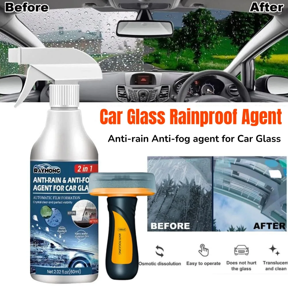 60/100ml Car Windshield Glass Coating Agent Repellent Agent Super Hydrophobic Water Rain Repellent Spray Antifogging Agents