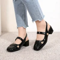 Elegant Mary Jane Block Heels for Women Chic Square Toe Slingback Sandals Vintage Patent Dressy Pumps for Party Office - Image 5