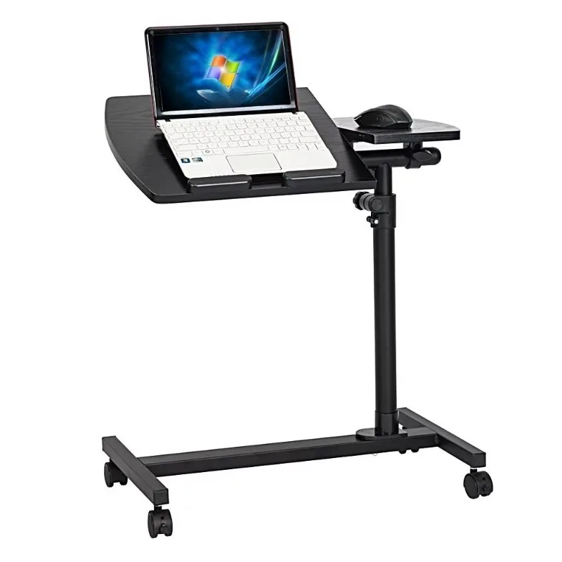 Multifunctional four-wheel flat lifting computer desk black