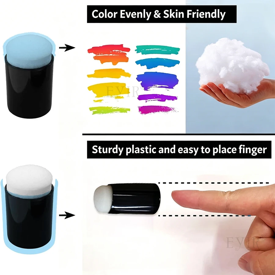 10PCS Sponge Finger Applicator Set Face Body Painting Makeup Sponge Tool for Tattoo Art DIY Coloring Craft Decoration