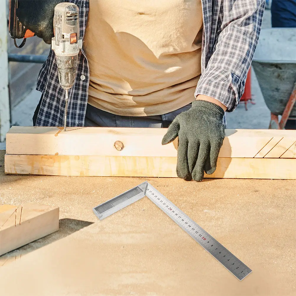 2Pcs Carpenter Square Ruler Woodworking Stainless Steel Precision Measuring Tool Thickened 300Mm Framing Marking Tool