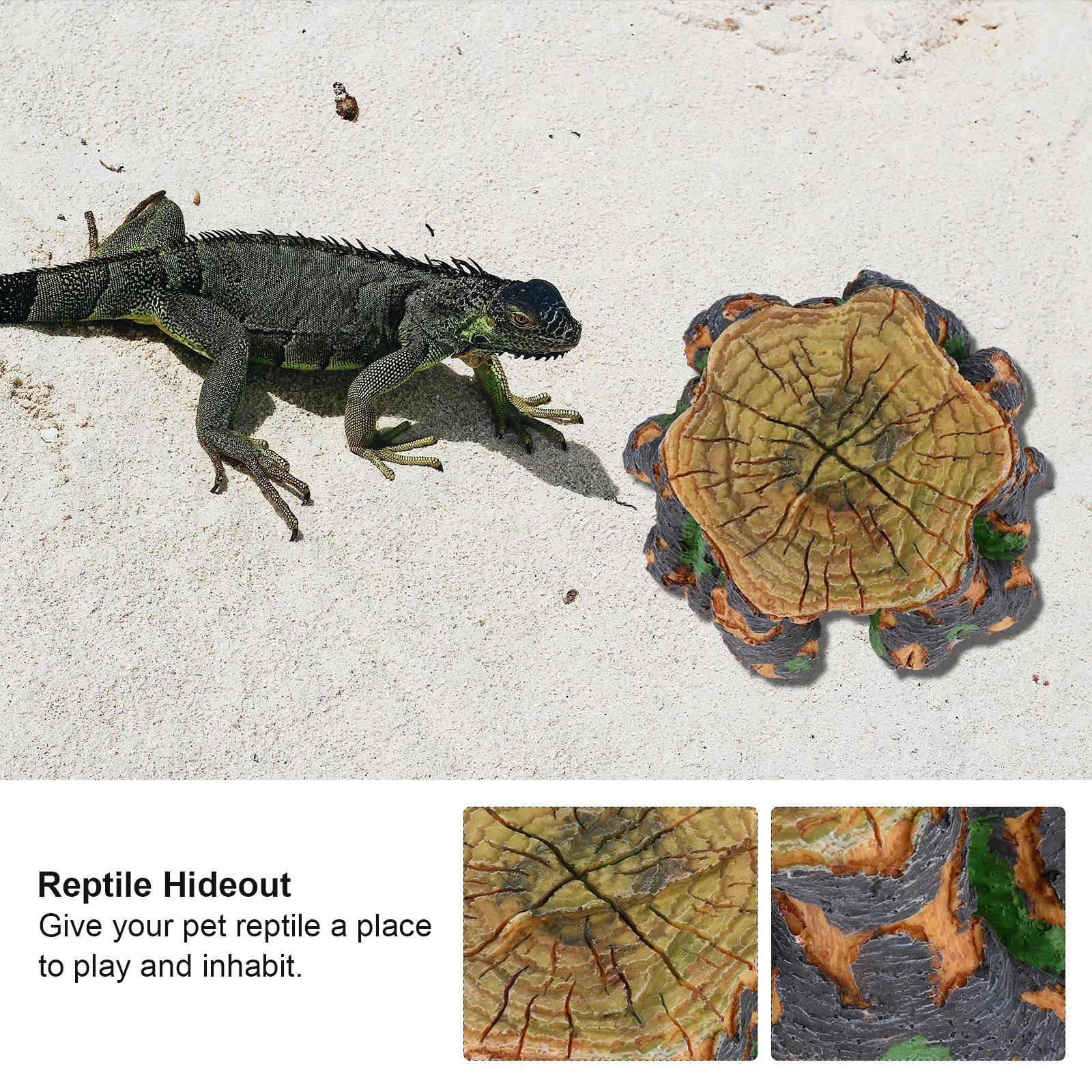 مأوى راتينج كهف الزواحف مع جذع شجرة فريد من نوعه سرير تررم مقاوم للاهتراء للسحالي السلاحف عش العنكبوت خزان الأسماك
