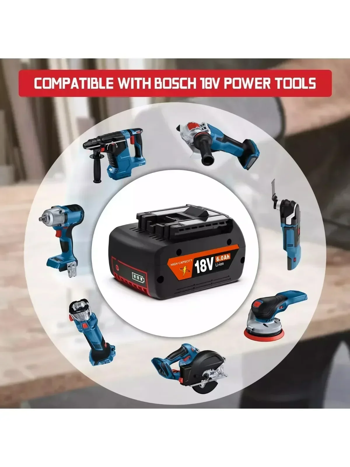 ⚡ ⚡ NEW18V 10Ah Li-Ion Oplaadbare Batterij Draagbare Backup Power Tool Batterij voor Bosch 12000 mah met Indicatielampje BAT609 ? ? - afbeelding 2