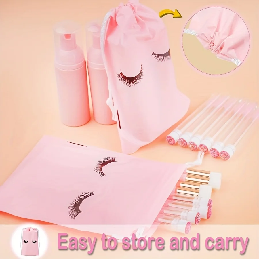 مجموعة العناية بالرموش مكونة من 20 قطعة - 5 مضخات إسفنجية + 5 فرش تفاصيل + 5 أكياس توزيع عصا + 5 أكياس تخزين |   مجموعة سفر صالون النظافة