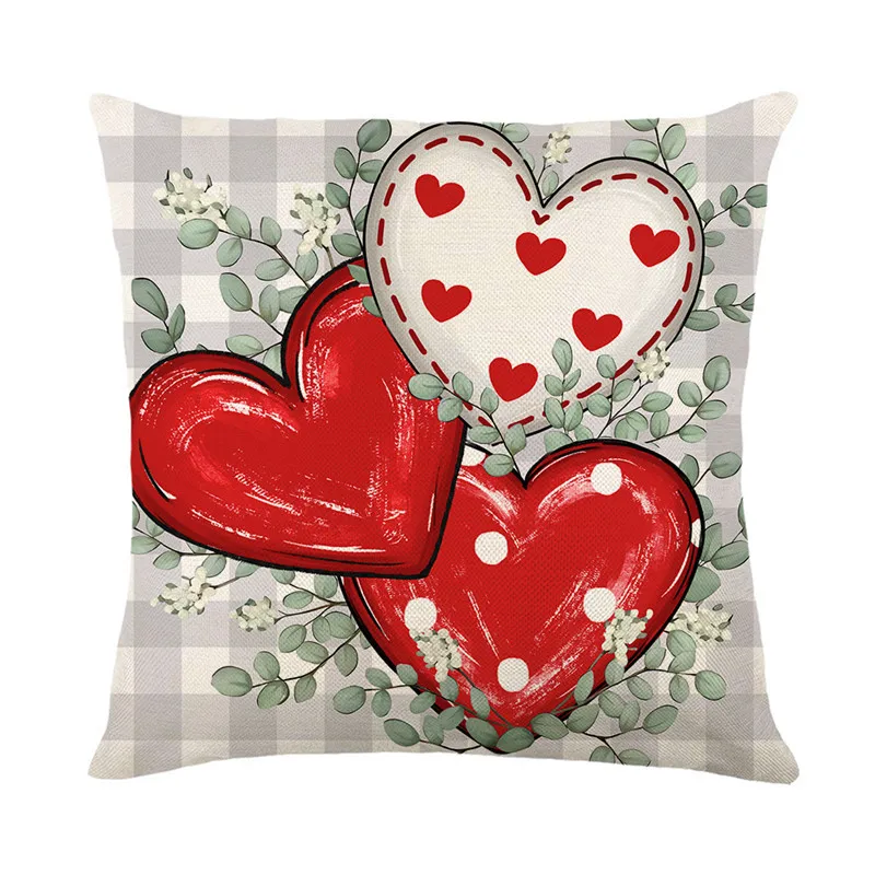 Valentine's Day Pillowcase Romantic Letter Heart Truck Print Throw Pillow Cover for Sofa Bedroom Decor