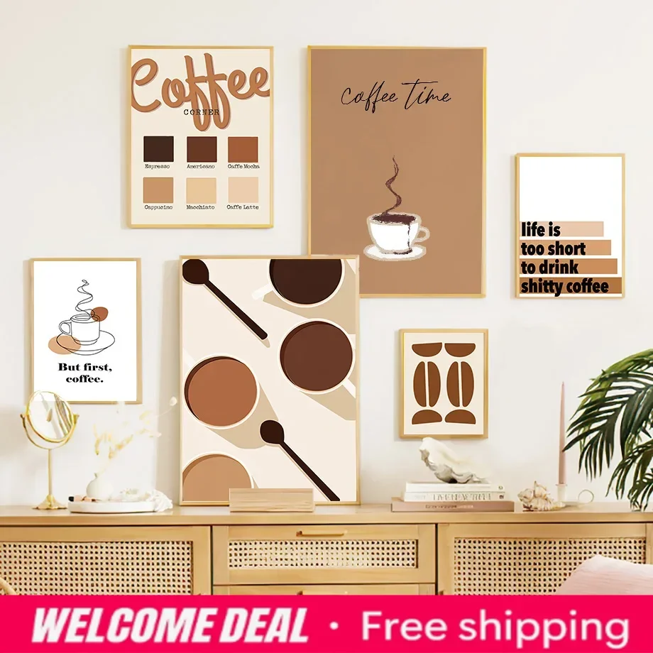 Coffee Minimalist Cups Coffee Culture Cafe Wall Art Prints Posters Nordic Canvas Paintings Picture  Kitchen Hotel Bar Home De