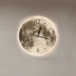 Creative New Moon Clock Decorative Wall Lamp Modern Network Red Wabi Sabi Room Corridor Homestay LED Circular Sconce Light