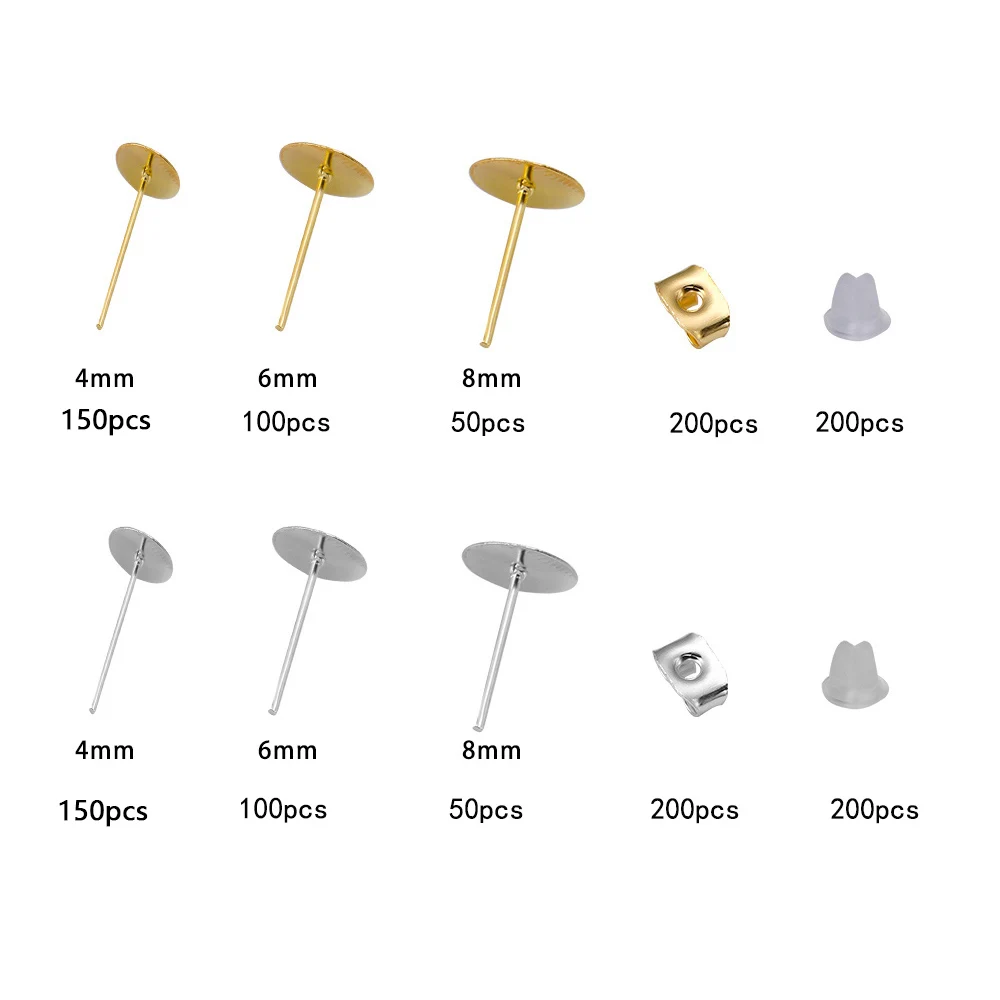 1400Pcs/Lot Blank Post Earring Studs Base Pins Box With Earring Plug Findings Ear Back For DIY Jewelry Making Kits Jewelry Box - view 4