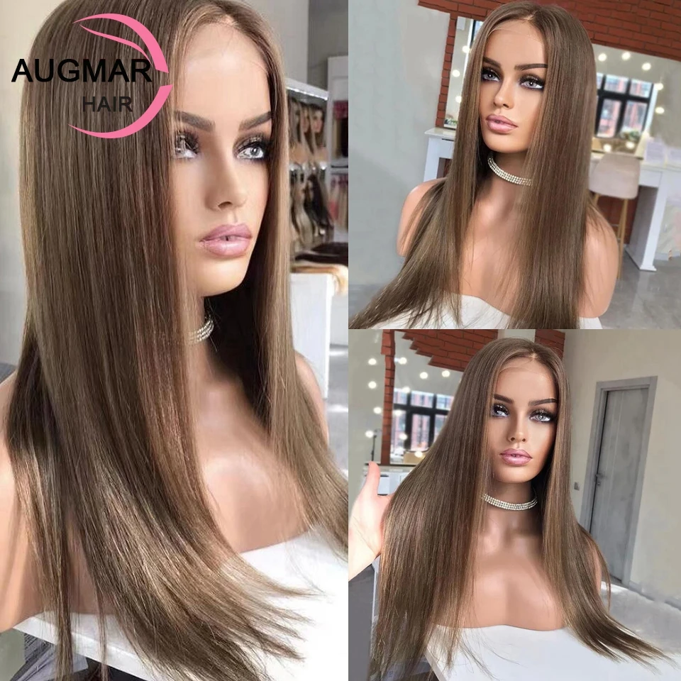 13x4 Chestnut Brown Straight Lace Front Wigs Human Hair 13x6 HD Lace Frontal Wig Chocolate Brown 13x4 Human Hair Wigs For Women