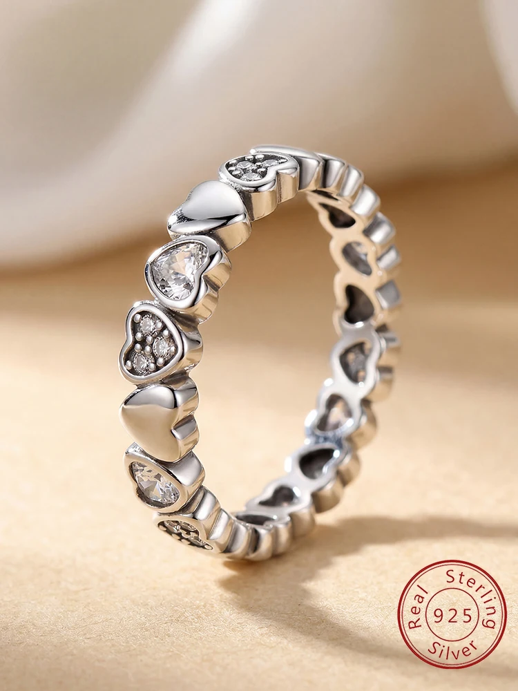 925 Sterling Silver Glamorous Love Heart Zircon Ring For Women Anniversary Engagement Luxury Fashion High Quality Jewelry Gift