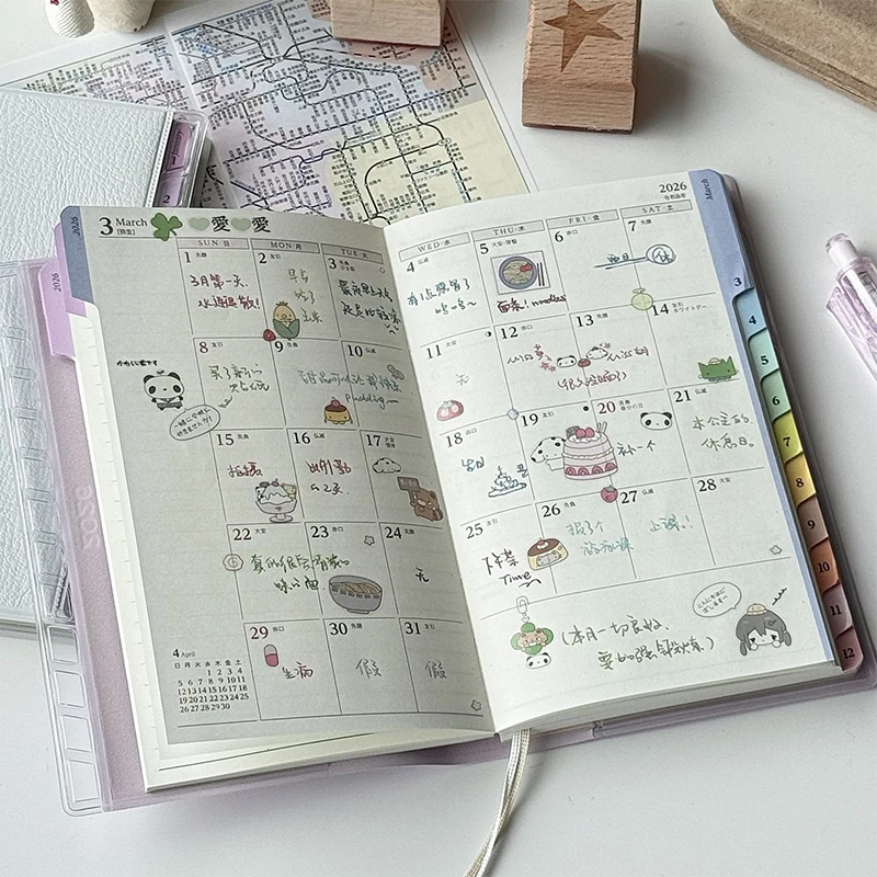 Kalenderplaner-Notizbuch 2026 – Monats- und Wochenplan-Organizer mit Regenbogen-Design