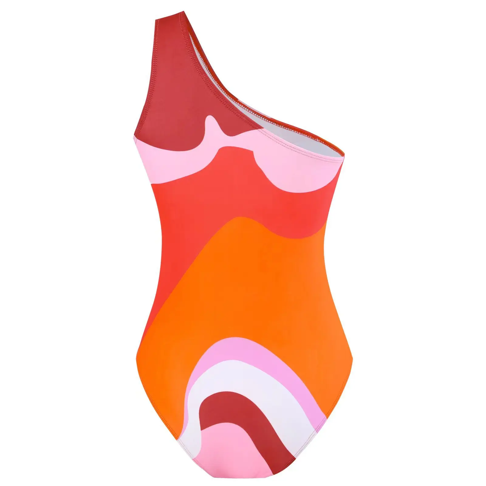 بدلة سباحة جديدة من قطعة واحدة لعام 2025 بيكيني نسائي بدلة تنورة ملفوفة بكتف واحد مثيرة للشاطئ تجمع بطن محافظ ورقيق