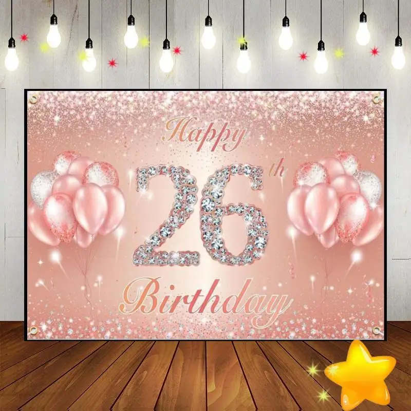 

Happy Happy 26th27th28th29th30th Birthday Boy Custom Backdrop Background Young Girl Green Screen Man Photography Banner Sweet