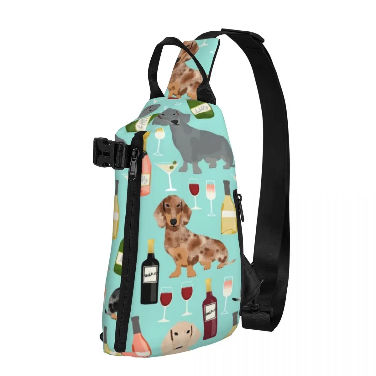 

Dachshund Wine Chest Bags Champagne Cocktails Graphic Design Shoulder Bag University Small Bag Travel Outdoor Style Sling Bags