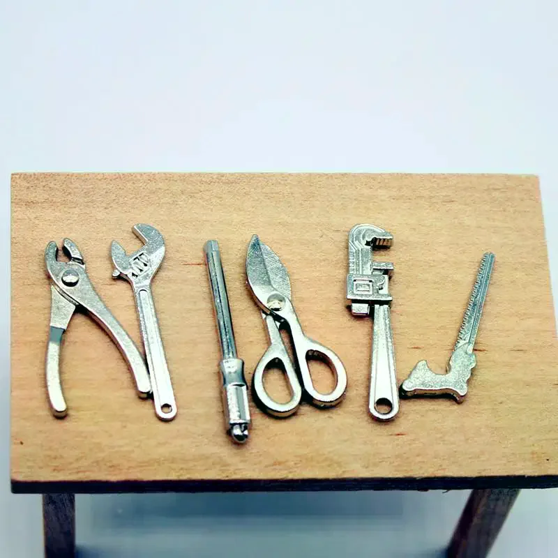 5 قطعة 1:12 دمية مصغرة سبيكة مفتاح قابل للضبط كماشة طقم أدوات نموذج إصلاح ل بيت الدمية ديكور الاطفال التظاهر اللعب اللعب