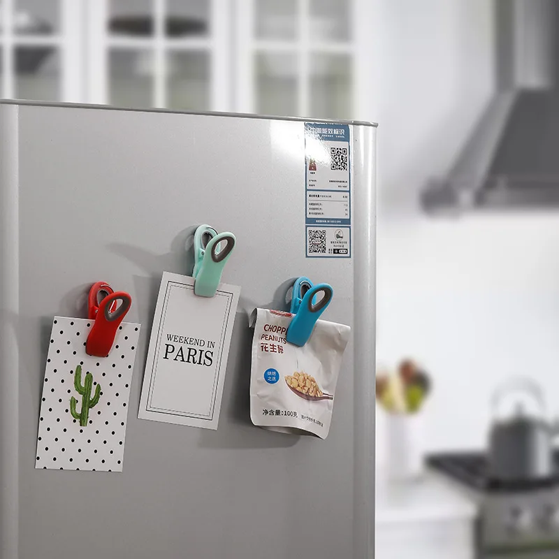 Fridge Magnets Food Sealing Clips Chip Bag Clip Magnetic Refrigerator Decor Kitchen Message Board Reminder Notepad Sticker