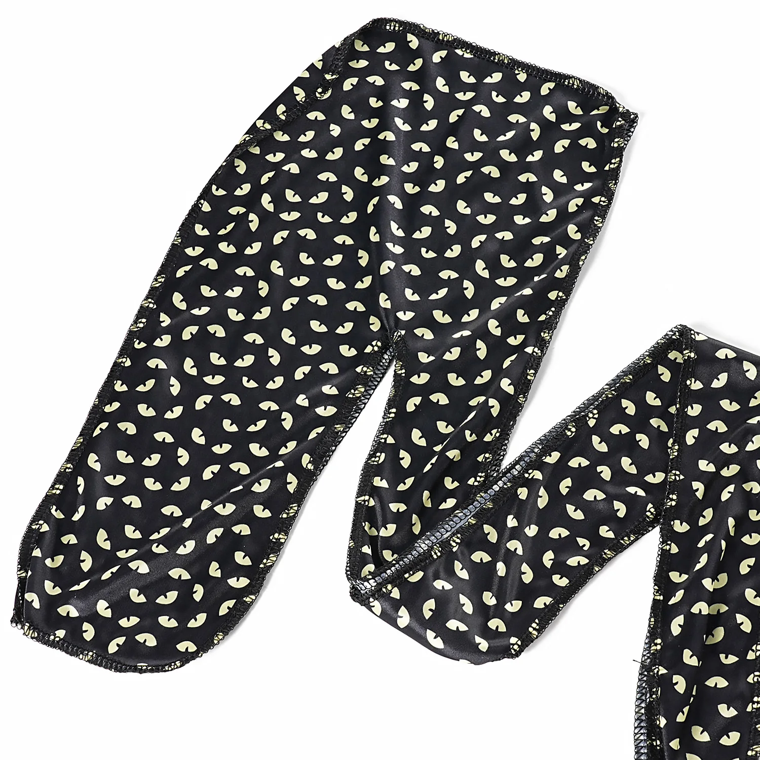 Halloween Print Silky Durag For Kids Boys Long Tailed Pirate Hat Hip-Hop Bandanas Turban Headwear Children Hair Accessories