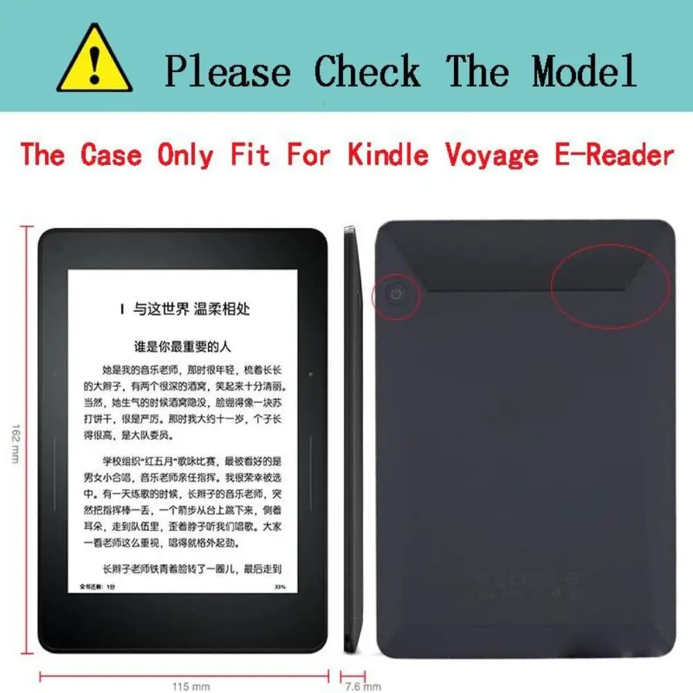 Auto Wake/Sleep e-Reader Case Shockproof PU Leather Smart Cover Wear Resistant Anti Scratch Folio Funda for Kindle Voyage