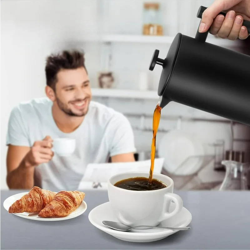 French Press Coffee Maker tainless Stainless Steel Filter Belwares 20oz Double Walled Insulated Coffee Press Keeps Drinks Hot