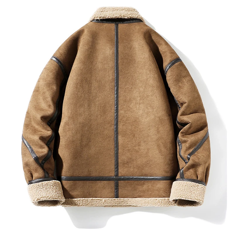Winter Men\'s Suede Fleece Warm Padded Jacket Fashion Men Mountain Ski Windbreaker Coats Men Hiking Thermal Parka Jacket Clothing