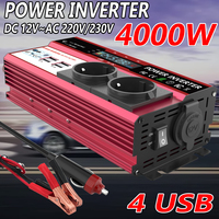 12V To 220V 4000W Power Inverter LCD Display EU Socket Solar Inverter Dual USB Fast Charging for Phone Laptops Car