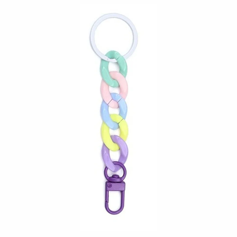 Matte Acrylic Chunky Chain Keychain Macaroon Color Lightweight Wrist Lanyard Detachable Clasp Candy Color Keyring Backpack