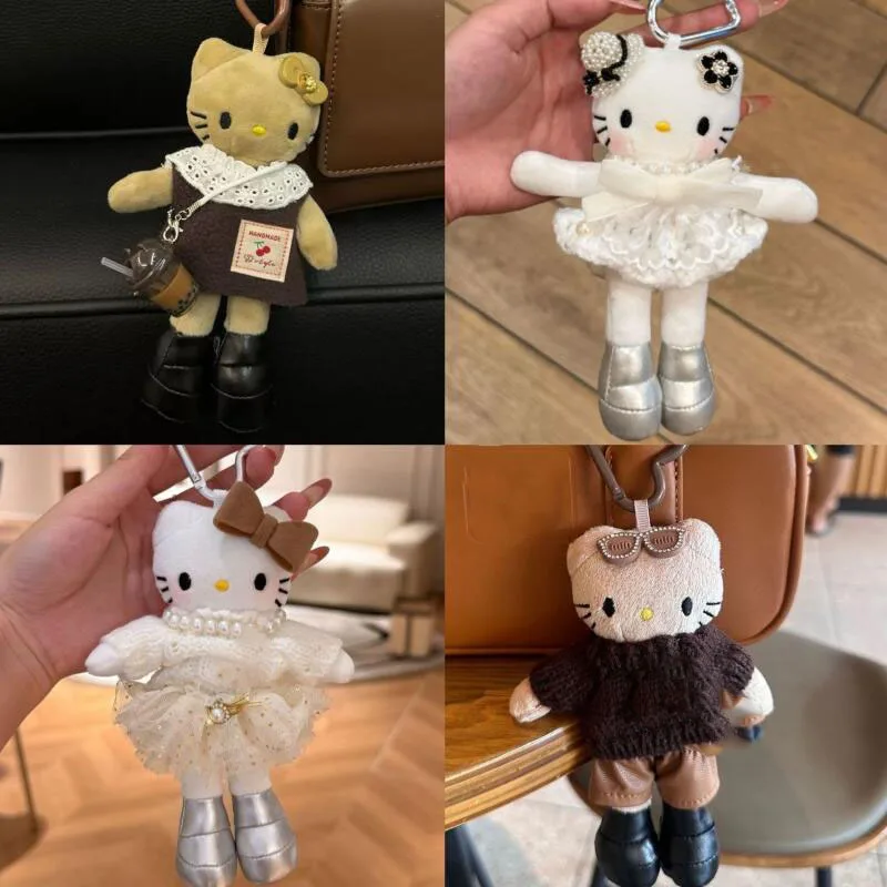 

Плюшевый брелок Hello Kitty: вязаная кукла-подвеска для сумки, зимний аксессуар для рюкзака, милый брелок для ключей, модный аксессуар для женских сумок