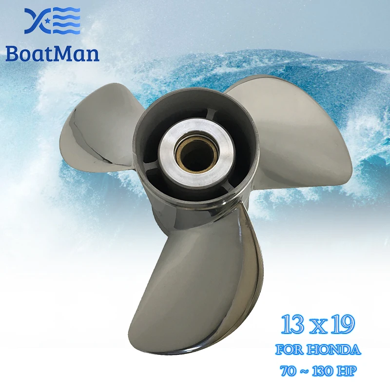 Boatman Boat Propeller 13x19 Match with Honda Outboard Engines BF 115HP BF 130HP 3 Blades Stainless Steel 15 Spline Tooth RH