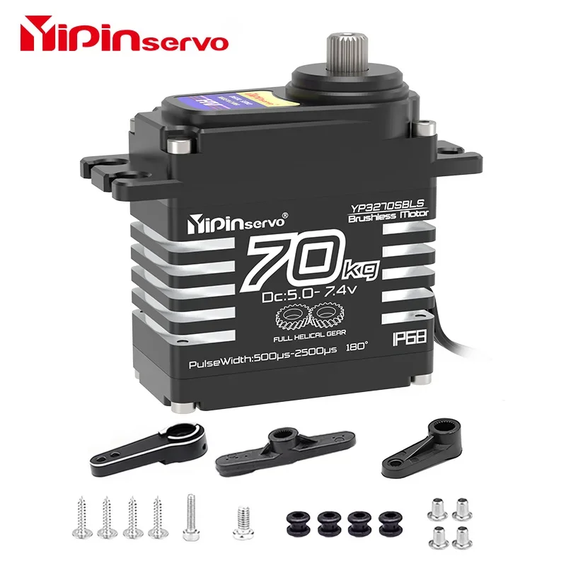 UniFly Yipin 70kg Metal Gear Digital Servo 8.4V Brushless RC Servo Motor High Torgue IP68 With 25T Servo Arm 1/8,1/10 Car