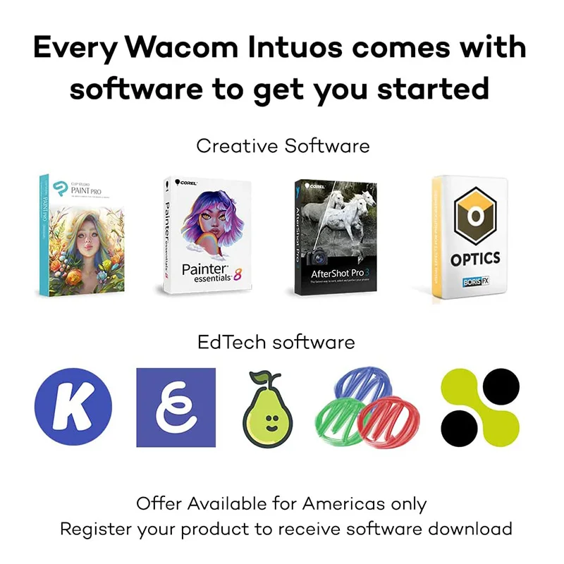 Wacom Intuos ขนาดเล็ก CTL-4100WL บลูทูธกราฟิกแท็บเล็ตเข้ากันได้กับ Mac, PC, Chromebook และ Android + 3ซอฟต์แวร์