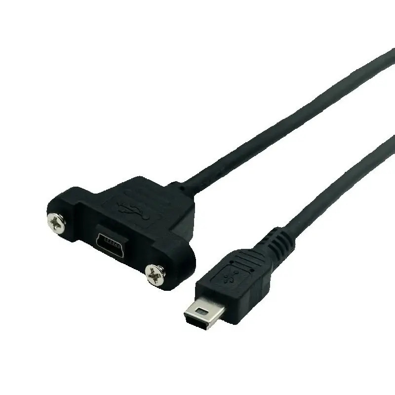 Up Down Right Left Angled 90 Degree Angle USB Extension Cable Mini USB Panel Mount Type Male to Female Adapter Cable with Screws