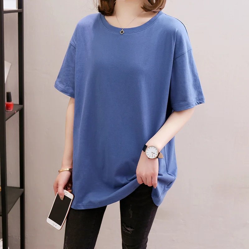 plus Size Loose Fit Short Sleeve T-Shirt Women's Korean Style Casual Print Top Cover Belly Slimming Meat Concealing