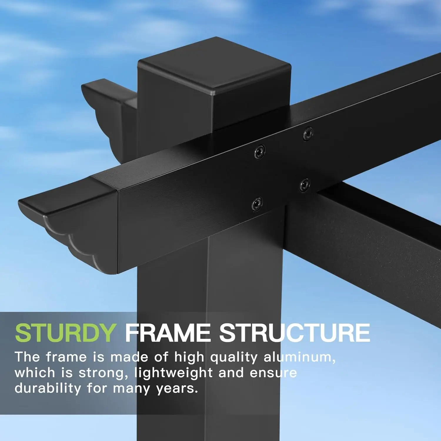 عريشة خارجية مقاس 12 × 16، عريشة ألومنيوم للفناء مع مظلة مطورة قابلة للسحب، عريشة معدنية شديدة التحمل ومراقبة مع #6
