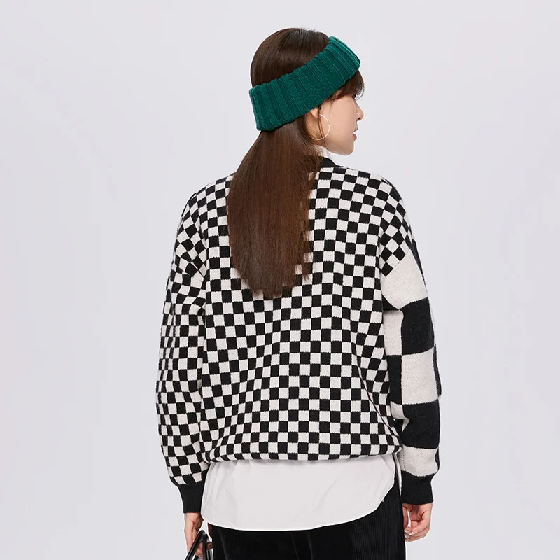 Semir maglione donna Design scacchiera popolare 2023 inverno nuovo maglione allentato con scollo a v moda