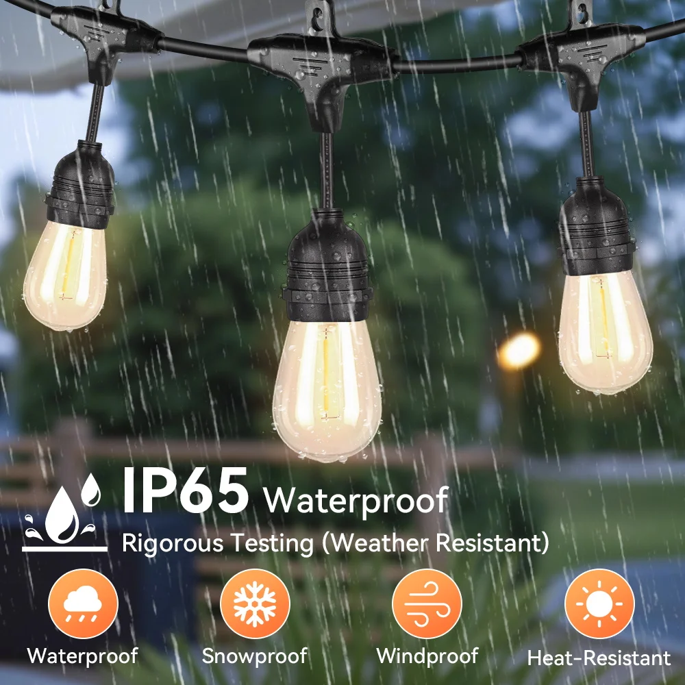 E27 Outdoor String Lights LED Bulbs UK/US Plug Waterproof Retro Bulb For Garden Decoration 10/015/20/30M String Lights