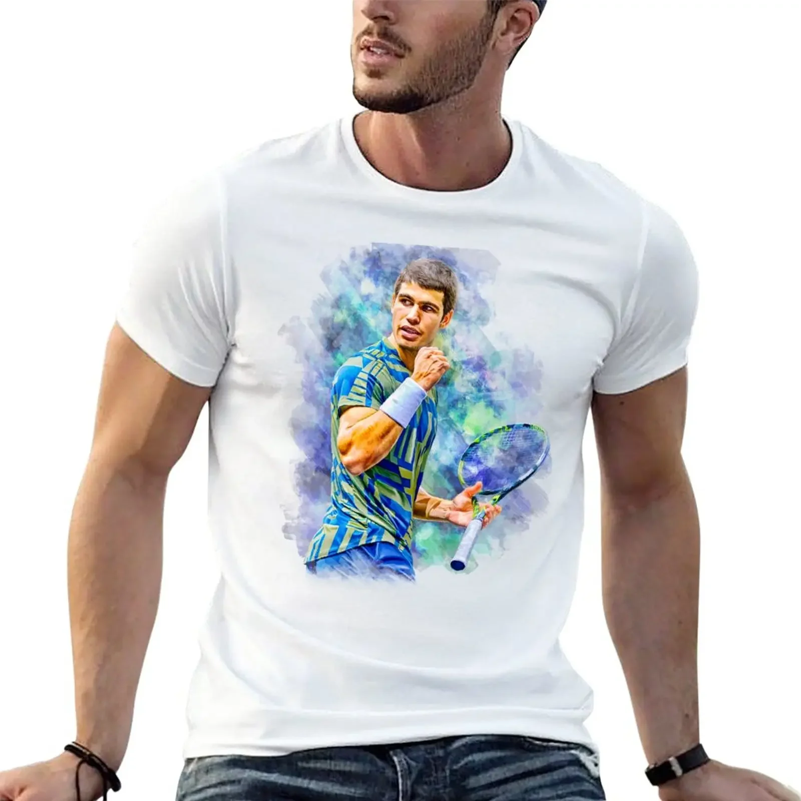 

New Carlos Alcaraz come on gesture Basel 2022. Digital artwork print wall poster.Tennis fan art gift. T-Shirt