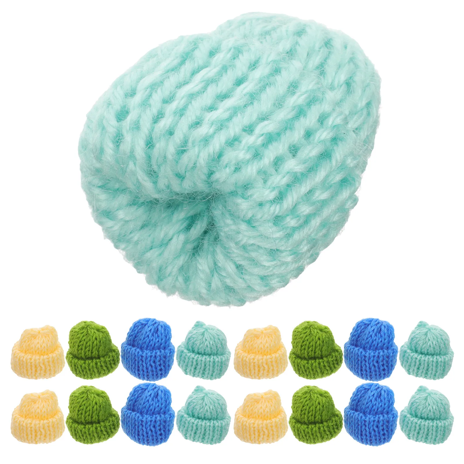 

20Pcs Mini Hat Accessories Colorful Knitted Caps for DIY Handicrafts Puppets Decoration Kids Room Art Projects Gift Sets