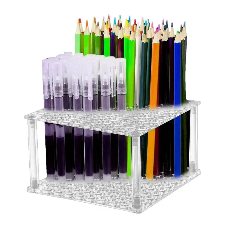 

Органайзер для кистей, органайзер для кистей для макияжа, акриловая настольная стойка для хранения карандашей, маркеров, инструментов для моделирования, кисть с 96 отверстиями