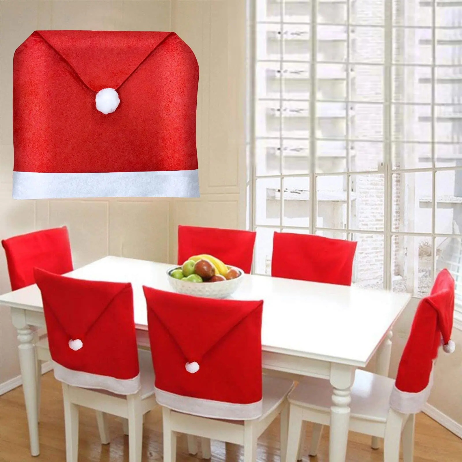 4/6/8Pcs Christmas Chair Covers Christmas Decoration Santa Hat Chair Back Covers Xmas Dinning Holiday Festival Party Decor