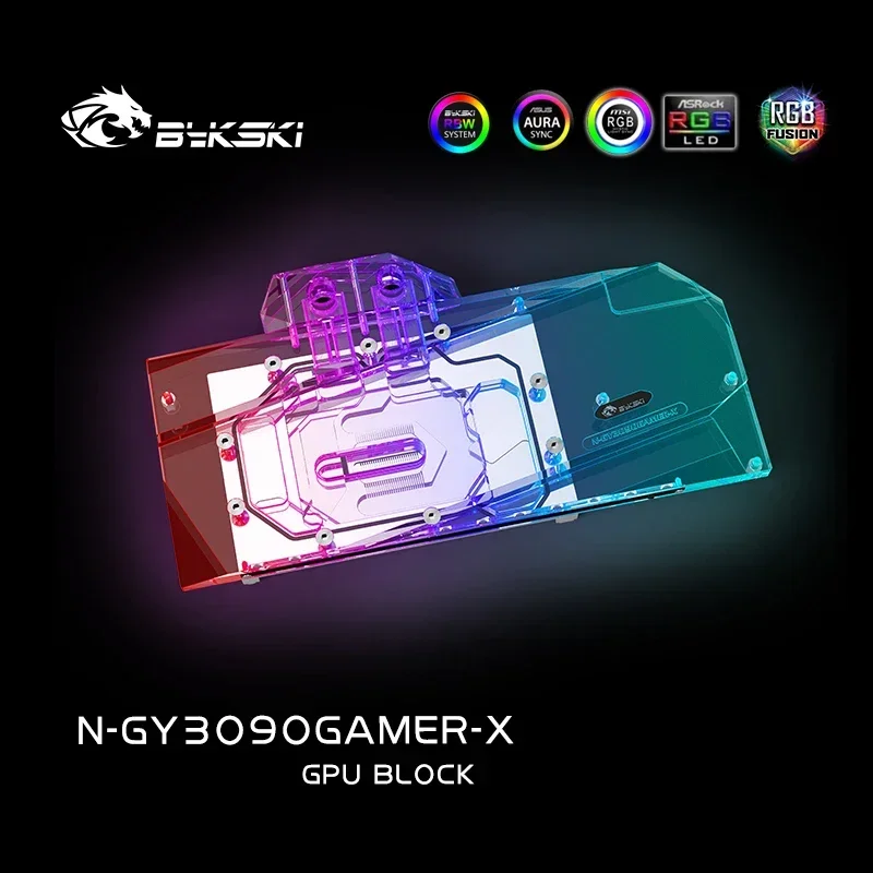 Bykski placa de vídeo gpu com proteção completa, para placa gráfica galaxy geforce rtx 3090/3080 oc, radiador de cobre