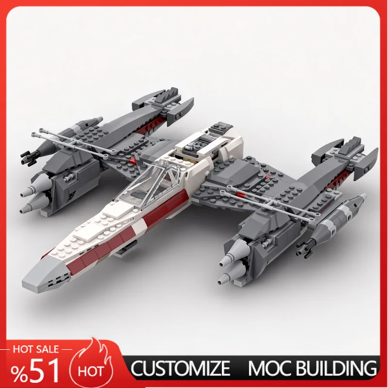

350 Parts Modular Sci-Fi Starfighter Wings Model Creative MOC Space Ship Building Blocks DIY Assembly Educational Toy For Gifts