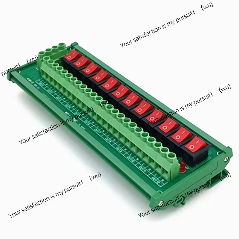 DIN Rail Mount 12 Channel Red Rocker Switch Power Distribution Strip Module AC 125250V