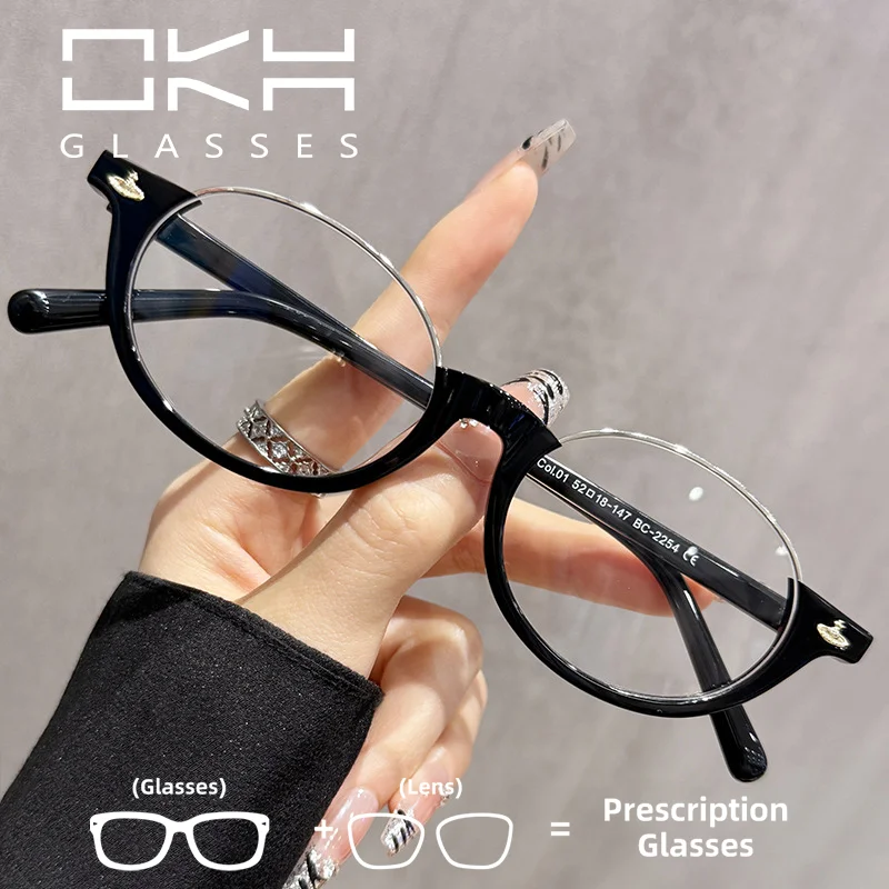 

OKH нижняя полурамка, овальная маленькая оправа, оправа для близорукости, очки для мужчин и женщин, очки по рецепту для чтения